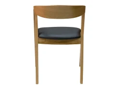 Set de 2 sillas nórdicas apilables de madera clara de roble macizo y asiento negro LOVA