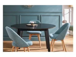 Set de 2 sillas nórdicas de tela verde grisáceo y madera clara COSETTE