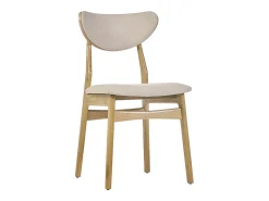 Set de 2 sillas nórdicas de tejido borreguillo beige y madera clara de haya maciza MAYA