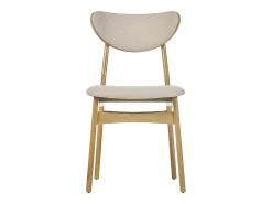 Set de 2 sillas nórdicas de tejido borreguillo beige y madera clara de haya maciza MAYA
