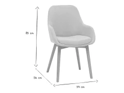 Set de 2 sillas nórdicas de tela efecto aterciopelado beige y madera clara maciza HOLO