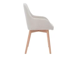 Set de 2 sillas nórdicas de tela efecto aterciopelado beige y madera clara maciza HOLO