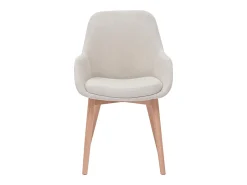 Set de 2 sillas nórdicas de tela efecto aterciopelado beige y madera clara maciza HOLO