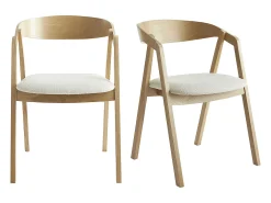 Set de 2 sillas nórdicas de roble macizo y tejido efecto borreguillo color crudo LOVA