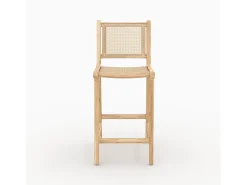 Set de 2 sillas para isla central en teca y rejilla de ratán 66,5 cm - Kyla