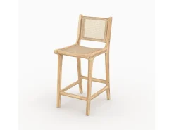 Set de 2 sillas para isla central en teca y rejilla de ratán 66,5 cm - Kyla