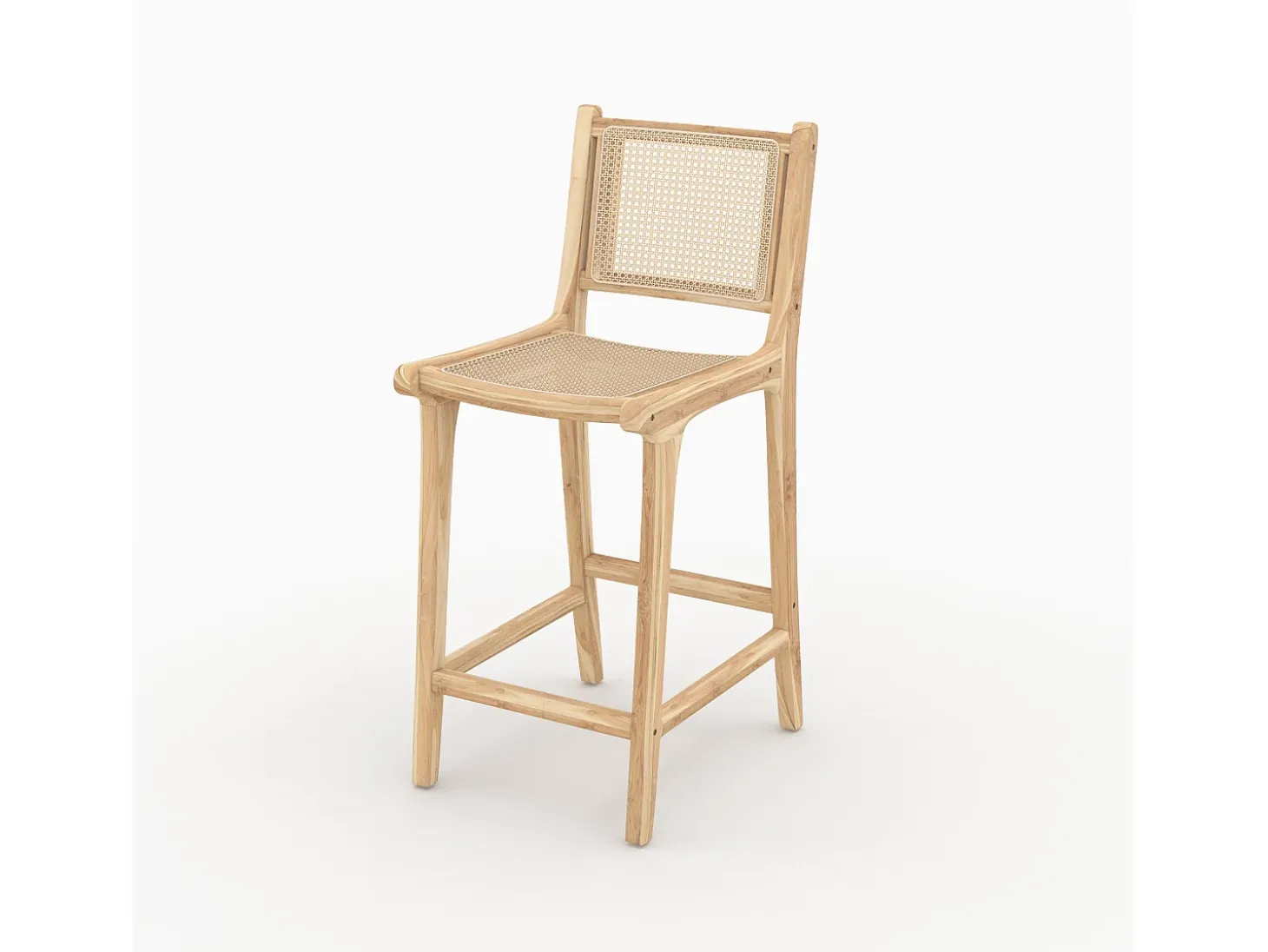 Set de 2 sillas para isla central en teca y rejilla de ratán 66,5 cm - Kyla