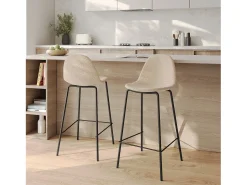 Set de 2 sillas para isla de cocina en tela beige 65,5 cm - Henrik