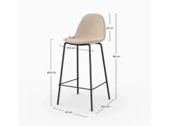 Set de 2 sillas para isla de cocina en tela beige 65,5 cm - Henrik