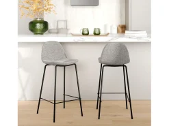 Set de 2 sillas para isla central en tela gris claro 65 cm - Henrik