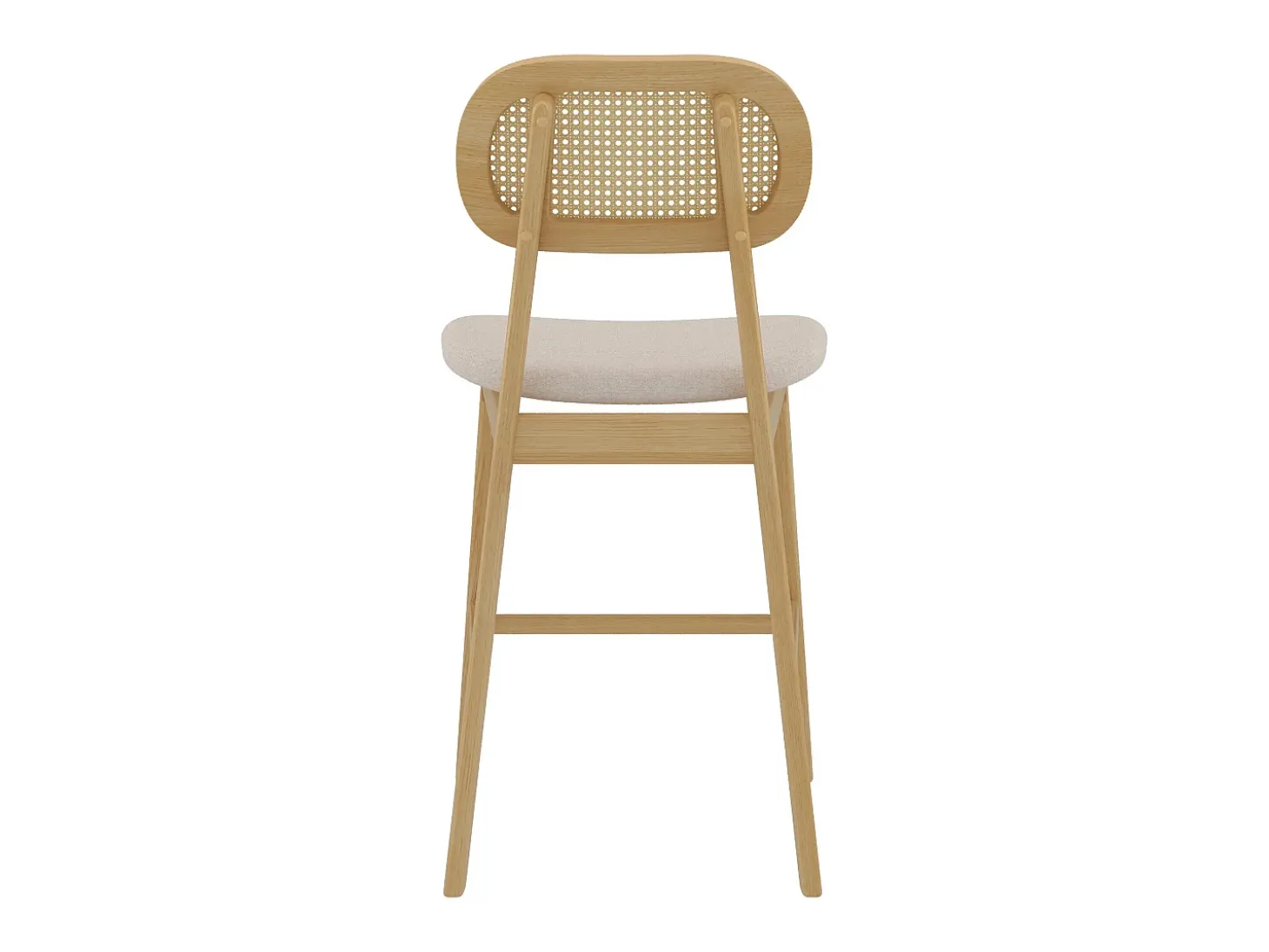Set de 2 sillas para isla de cocina en madera y tela beige 64,5 cm - Maria