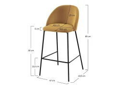 Set de 2 sillas para isla de cocina de terciopelo amarillo 66 cm - Karl