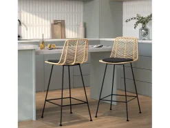 Set de 2 sillas para isla de cocina en ratán natural 66 cm - Tamara
