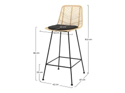 Set de 2 sillas para isla de cocina en ratán natural 66 cm - Tamara