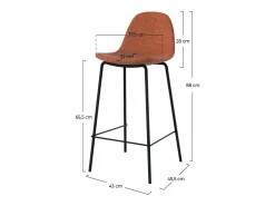 Set de 2 sillas para isla central en tela terracota 65 cm - Henrik