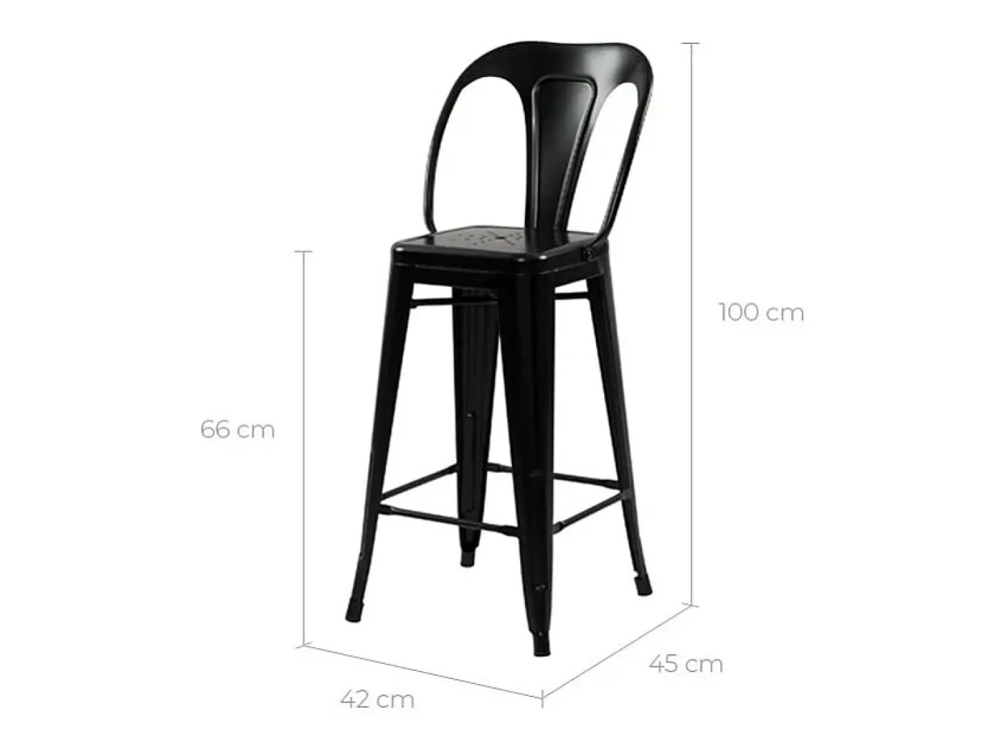 Set de 2 sillas para isla de cocina en metal negro mate 67 cm - Indus