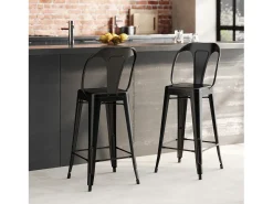 Set de 2 sillas para isla de cocina en metal negro mate 67 cm - Indus
