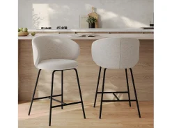 Set de 2 sillas para isla central en tela gris claro 68 cm - Cécilia
