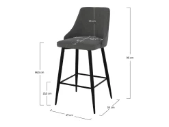 Set de 2 sillas para isla de cocina en tela gris oscuro 66,5 cm - Pipo
