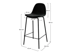 Set de 2 sillas para isla de cocina en terciopelo negro 65 cm - Henrik