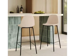 Set de 2 sillas para isla central en tela beige 65 cm - Henrik