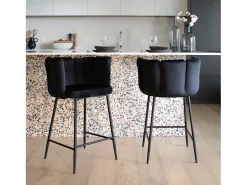 Set de 2 sillas para isla de cocina de terciopelo negro 65 cm - Rosy