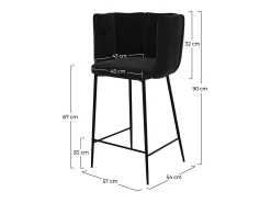 Set de 2 sillas para isla de cocina de terciopelo negro 65 cm - Rosy