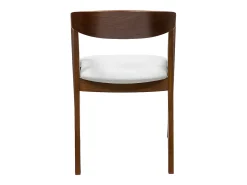 Set de 2 sillas vintage apilables de madera maciza teñida de nogal y borreguillo blanco LOVA