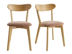 Set de 2 sillas vintage de madera de roble claro y tela efecto aterciopelado texturizado DOVE