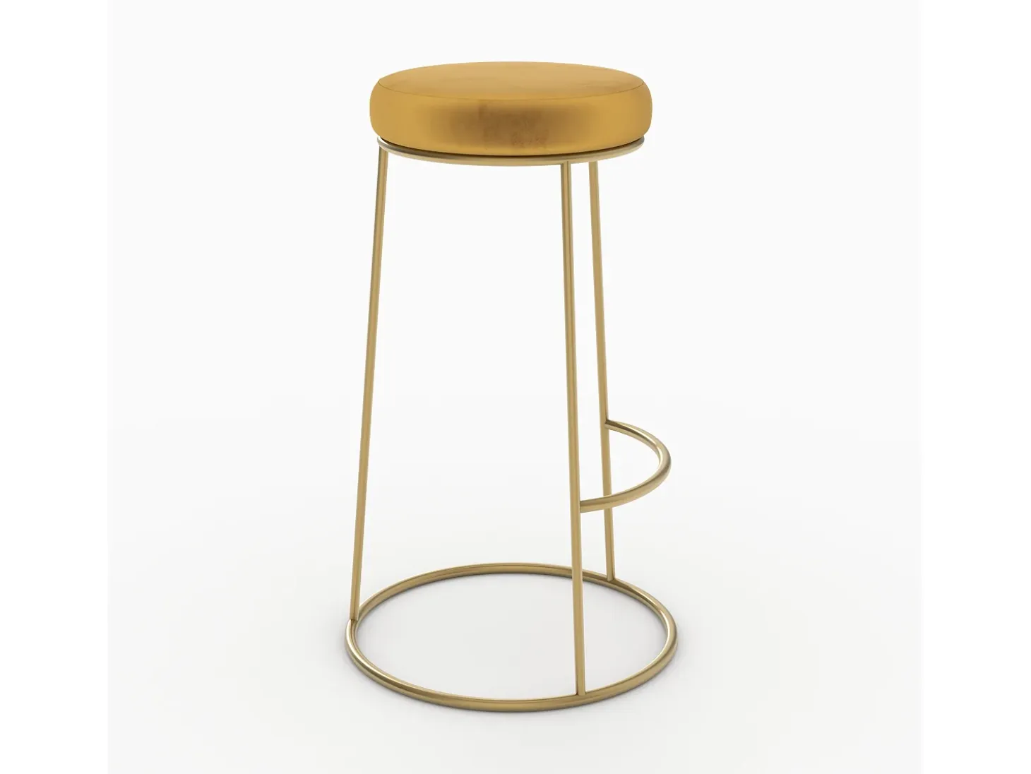 Set de 2 taburetes de bar 73 cm en terciopelo amarillo curry - Kendal