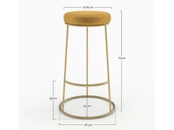 Set de 2 taburetes de bar 73 cm en terciopelo amarillo curry - Kendal