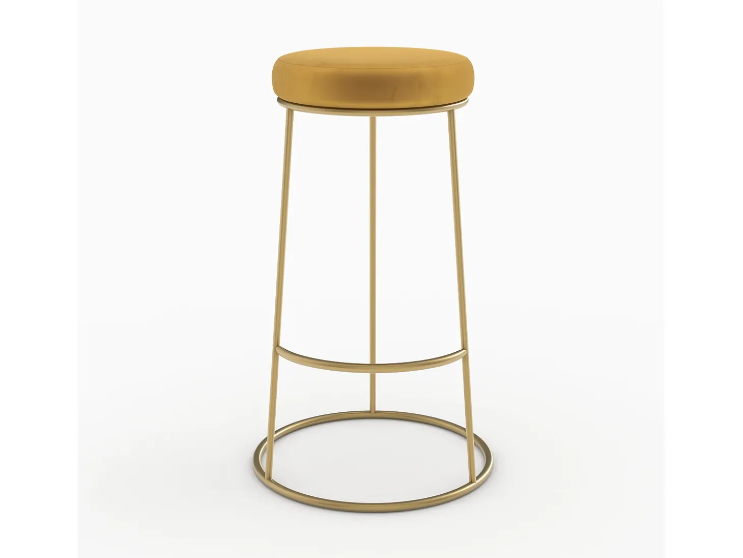 Set de 2 taburetes de bar 73 cm en terciopelo amarillo curry - Kendal