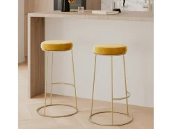Set de 2 taburetes de bar 73 cm en terciopelo amarillo curry - Kendal