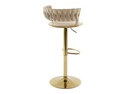 Set de 2 taburetes de bar de terciopelo y metal dorado - Altura ajustable - Beige - LOMYA