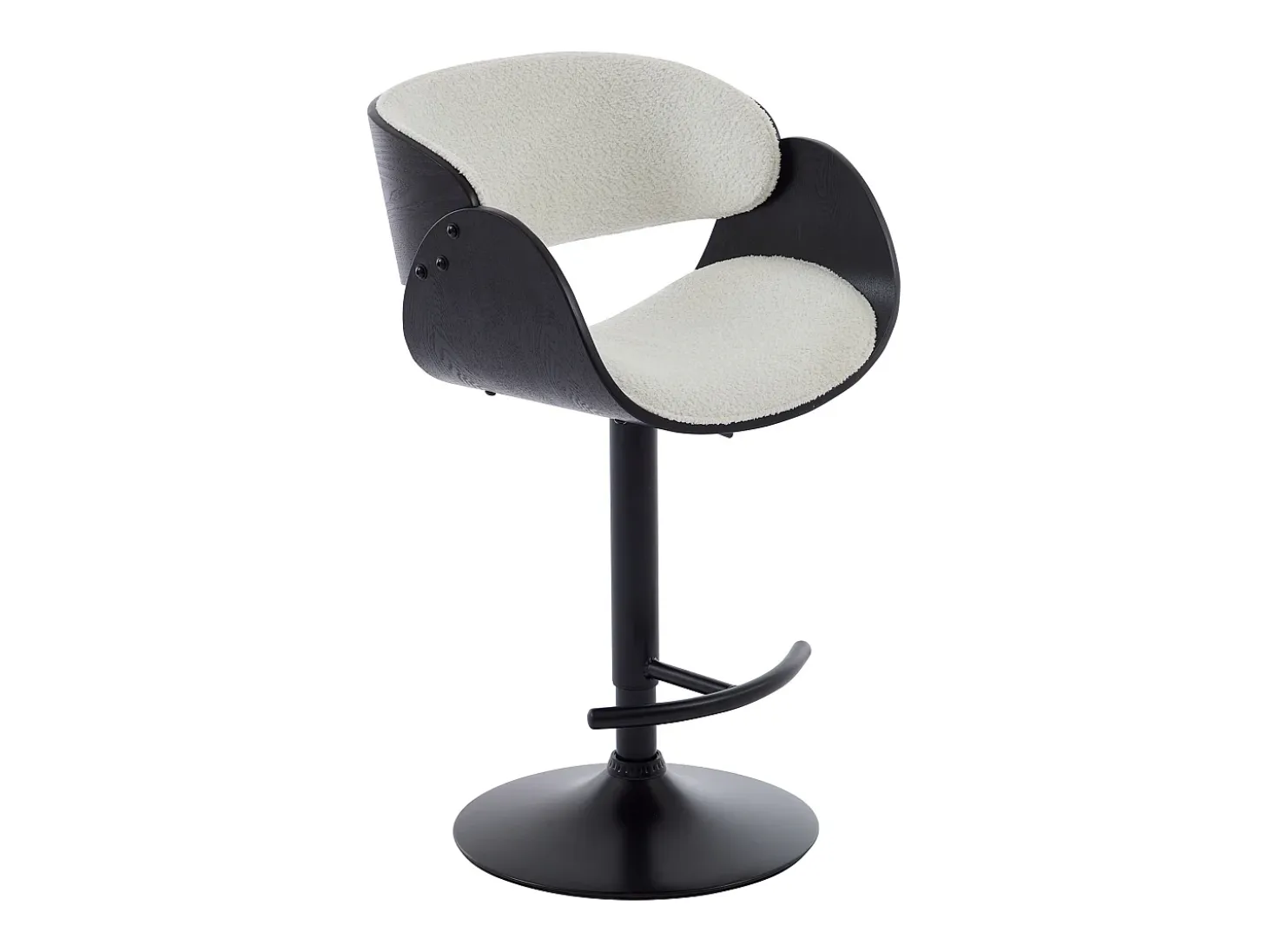 Set de 2 taburetes de bar de Respaldo - Altura Ajustable - Blanco y Negro - JELSA