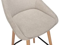 Set de 2 taburetes de bar de tela texturizada y haya - Beige - MASURIE