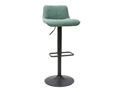Set de 2 taburetes de cocina regulables de tejido efecto aterciopelado texturizado verde celadón y metal negro BOOST