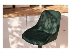 Set de 2 taburetes de cocina de diseño regulables terciopelo verde HOLO