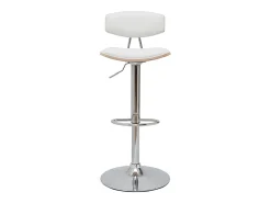 Set de 2 taburetes de cocina de diseño regulable blanco y madera clara VASCO