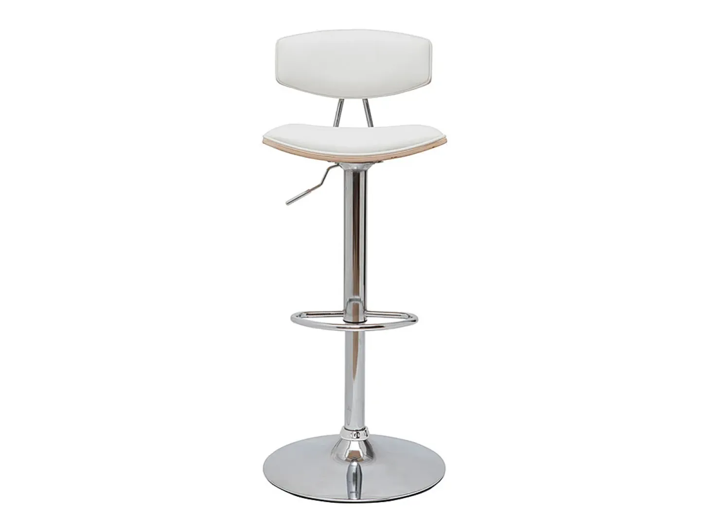 Set de 2 taburetes de cocina de diseño regulable blanco y madera clara VASCO