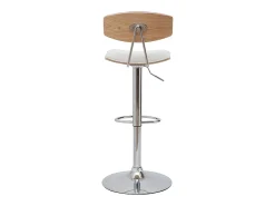 Set de 2 taburetes de cocina de diseño regulable blanco y madera clara VASCO