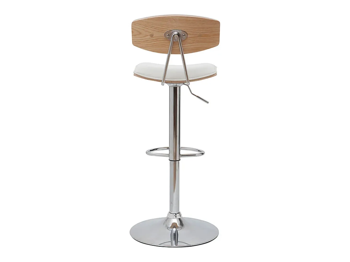 Set de 2 taburetes de cocina de diseño regulable blanco y madera clara VASCO