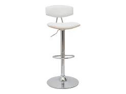 Set de 2 taburetes de cocina de diseño regulable blanco y madera clara VASCO