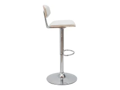 Set de 2 taburetes de cocina de diseño regulable blanco y madera clara VASCO