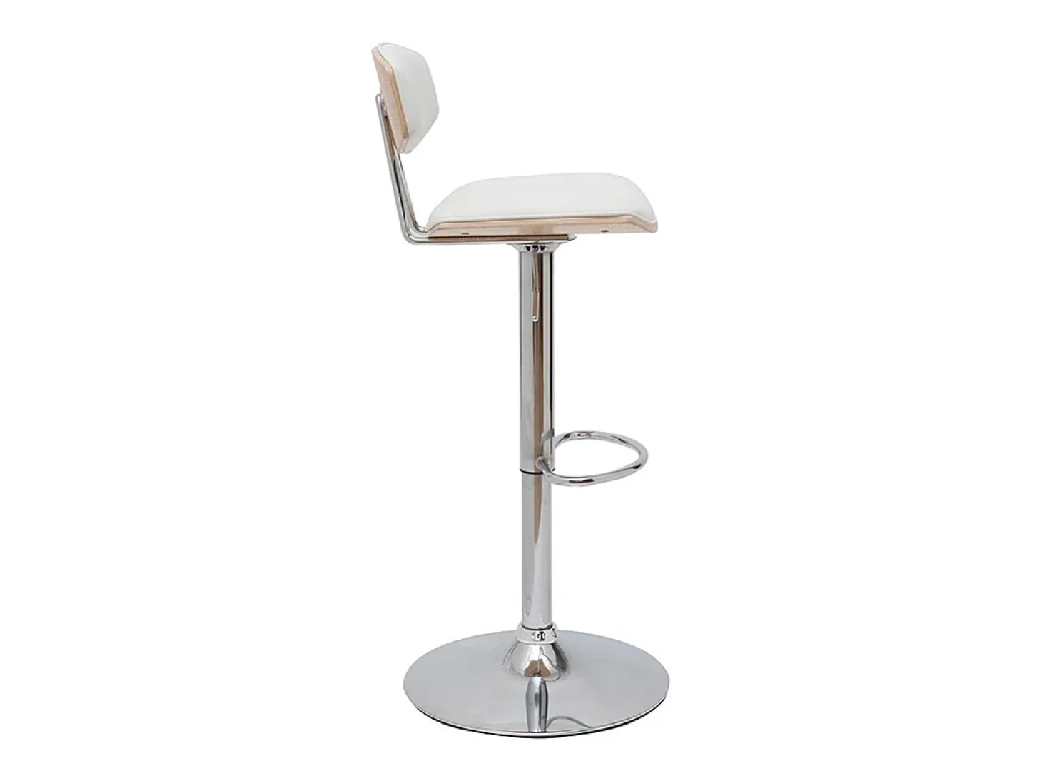 Set de 2 taburetes de cocina de diseño regulable blanco y madera clara VASCO