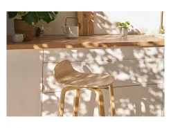 Set de 2 taburetes de cocina nórdicos de madera de roble 68 cm OBRA