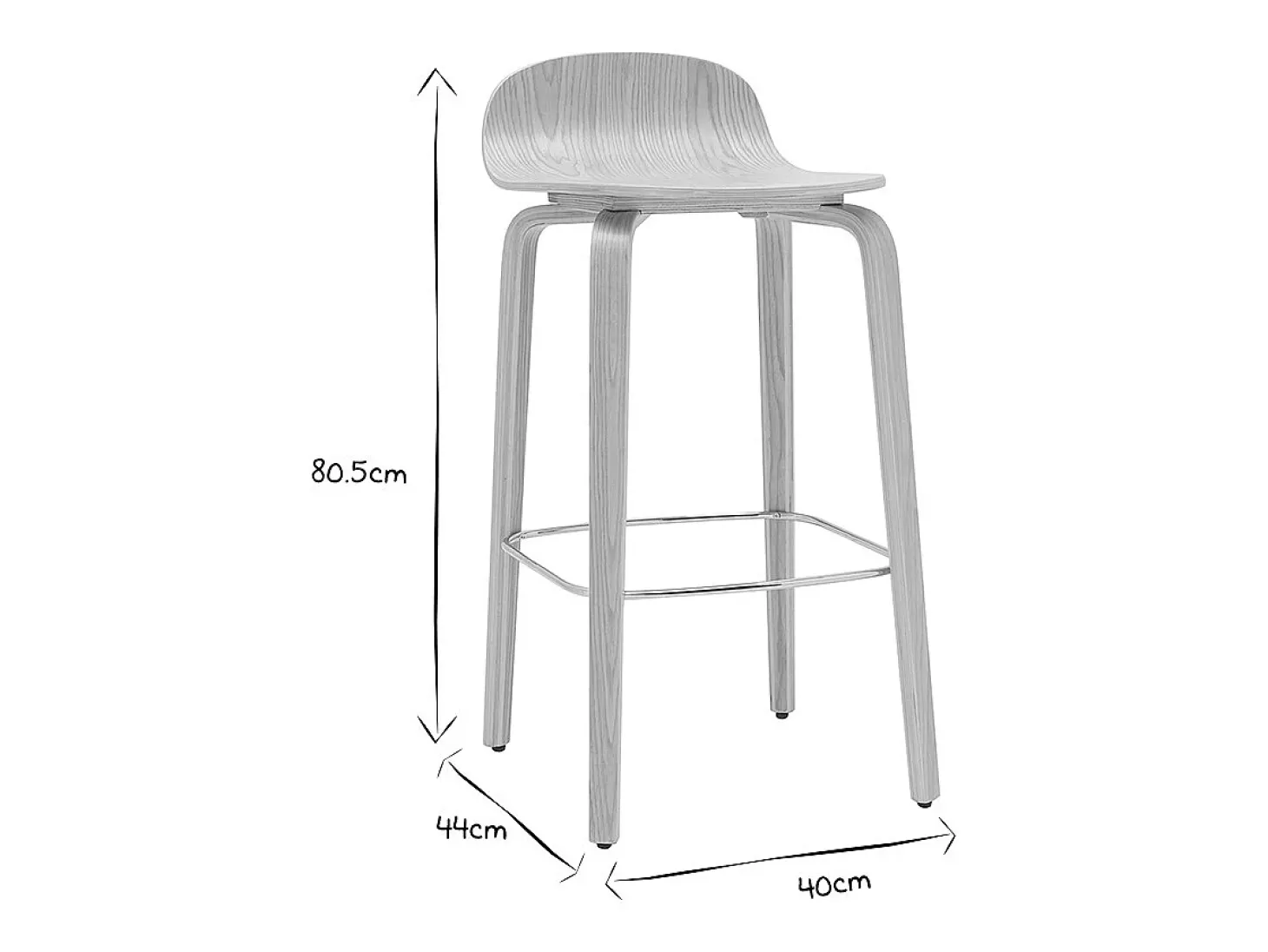Set de 2 taburetes de cocina nórdicos de madera de roble 68 cm OBRA
