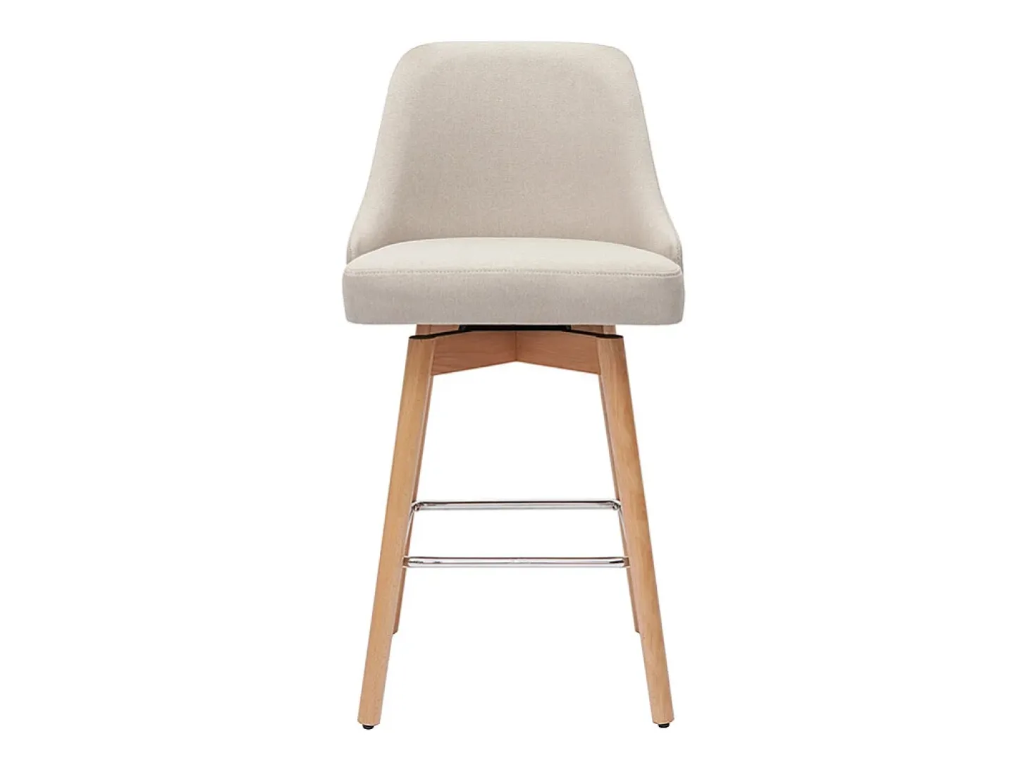Set de 2 taburetes de cocina nórdicos de tela beige y madera maciza 65 cm HASTA