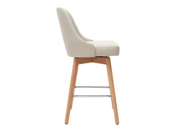 Set de 2 taburetes de cocina nórdicos de tela beige y madera maciza 65 cm HASTA