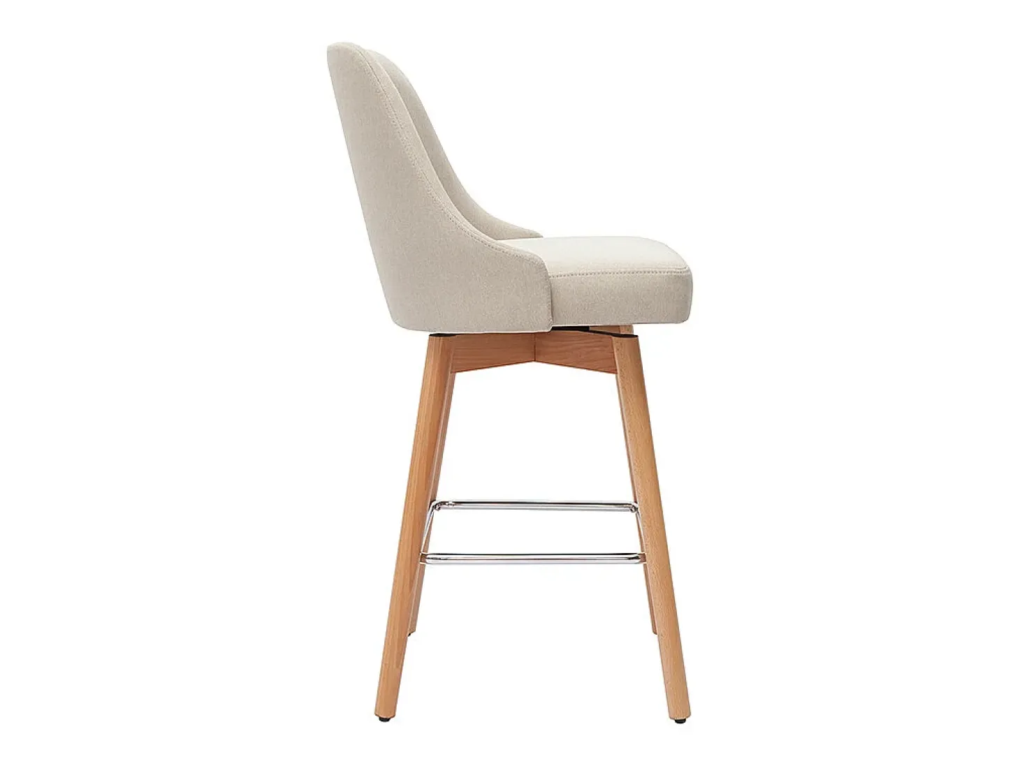 Set de 2 taburetes de cocina nórdicos de tela beige y madera maciza 65 cm HASTA